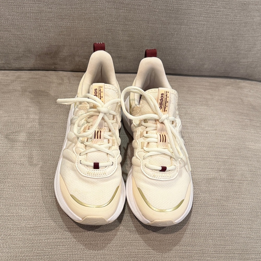 Adidas Women's Cream and Gold Sneakers